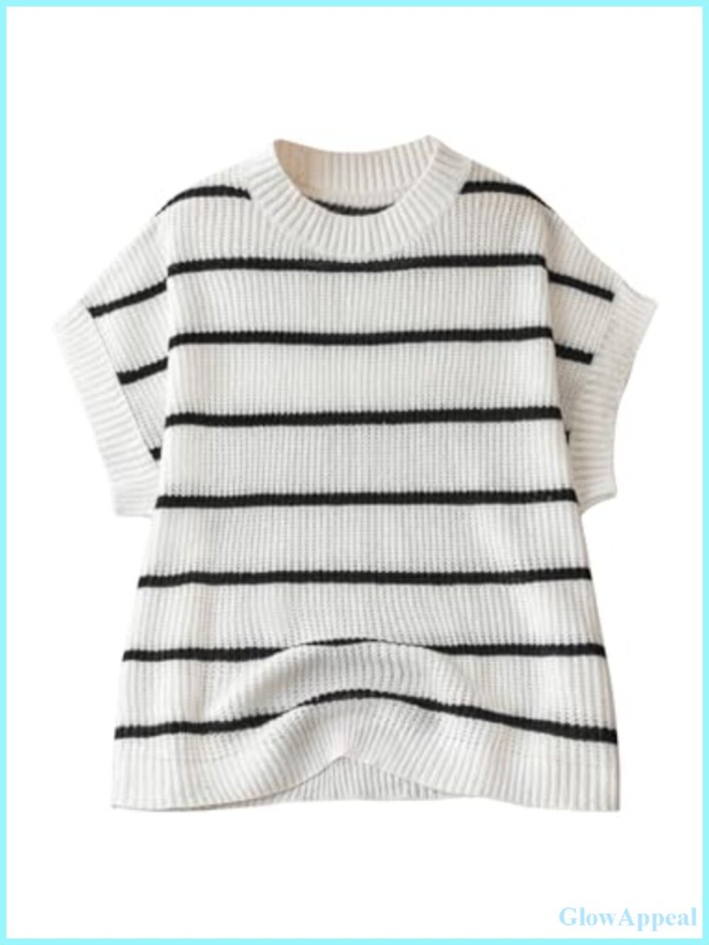 Verdusa Plus Size Striped Cropped Sweater Vest Short Sleeve Knit Pullover